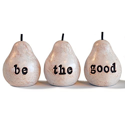 be The Good Pears Gift/ 3 Handmade Farmhouse Rustic Pears | Housewarming Gift | Tabletop Decor | Inspirational Home Decor