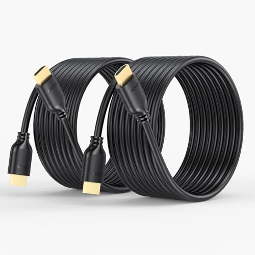 Image of 4K Long HDMI Cable 15 FT 2-Pack, HDMI to HDMI Cable 15 Foot High Speed HDMI 2.0 Cord 4K@60Hz, 2K 1440P@144Hz, 1080P, HDCP 2.2, HDR, 3D, ARC & Ethernet for HDTV, Laptop, Monitor, PS5, PS4, Xbox