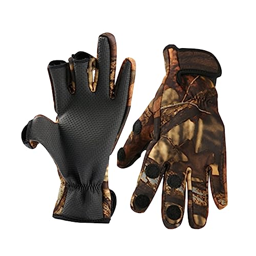 VANZACK 1 Pair Fashion Neoprene Thermal Gloves for Winter Slip Finger Exposure Design for Driving Cycling Fishing and Camping Camouflage Color