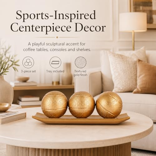 Boules décoratives dorées pour meuble TV afin de décorer le salon