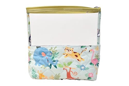 Image of Clear Zip Organizer | Multipurpose All-in-One Compact, Foldable, Durable, Lightweight, Waterproof, Bag | Travel Friendly Pouch | Ideal for Stationary & Small Accessory (Jungle Print)