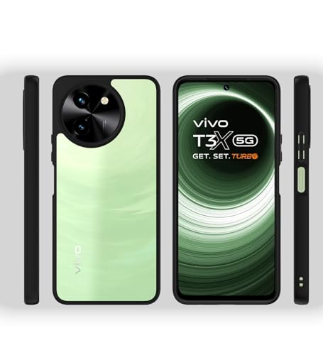Image of KAPAVER Hybrid Series Back Cover Case Compatible with Vivo T3x (PC+TPU) (Black)