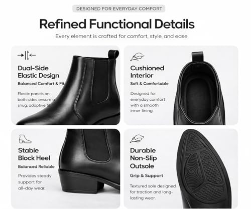 Image of Kraasa Men's Synthetic Leather Chelsea Boots - Slip-On Ankle Boots with Elastic Side Panels & Low Heel, Formal Casual Wear