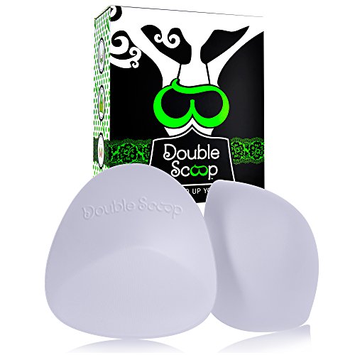 Image of Double Scoop Triangle Bra Inserts with Bonus Pack of Double-Sided Tape, Swim Bra Pads Inserts, Nipple Coverage A and B /C Cup (White)