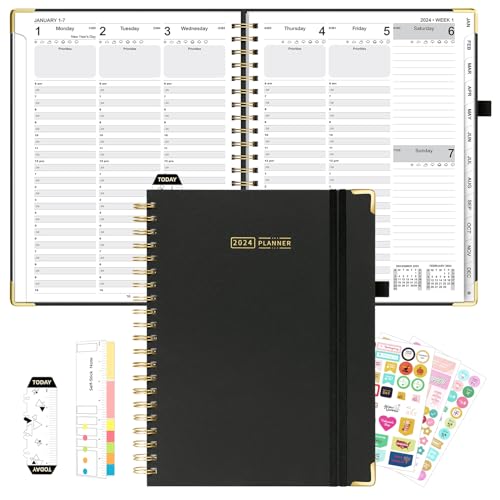Snapklik.com : EYROZILL 2024 Weekly Planner Spiral Bound 8.5 X 11 Black ...