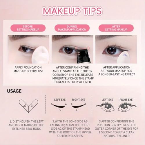 Image of Dual Tip Eyeliner Stamp Pen - Waterproof, Quick-Dry, Long-Lasting & Smudge-Proof for Beginners, Natural l Look with Black Eye Liner, Easy to Use for Everyday & Special Occasions