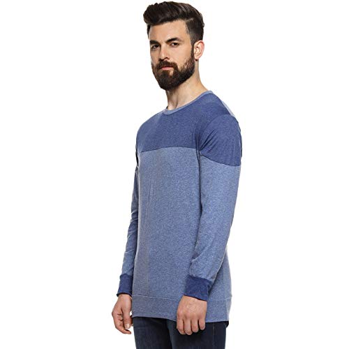 Image of CAHOOT Men's Blue and Mint Ombre Henley Neck Short Sleeve Regular Fit T Shirt for Regular Wear