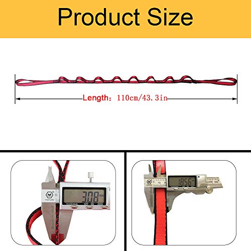 FOSER 2pcs Daisy Chains, Yoga Hammock Extension Strap, 23KN Adjustable Nylon Climbing Sling Fitness Pilates and Exercise Extend Band (RED)
