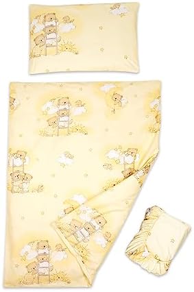 3 piece set Duvet Cover Pillowcase and Fitted Sheet for Swinging 90x40 cm Baby Crib Cradle (Stars Blue)