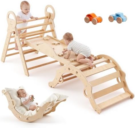 VEVOR Pikler Triangle Set, 9-in-1 Toddler Climbing Toys Indoor, w...