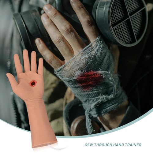 Image of GSW Through Hand Tourniquet Training Kit, Stop The Bleed Training Kit, Bleed Control Kit for Medical Classes | Gunshot Wound Tourniquets Hand Trainer for Medical Education, Medium Skin