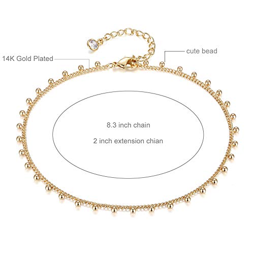 Image of Fettero Anklet Bracelets for Women Gold Plated Dainty Waterproof Anklet Charm Bracelet Summer Beach Foot Jewelry