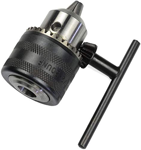 ASNOMY Mandrino da trapano da 1.5-13 mm con chiave Mini Chuck per trapano elettrico 1/2-20UNF per torni e trapani(1.5-13MM)