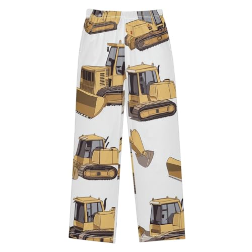 ZZXXB Bulldozers Print Boys Long Pants Soft Trousers Elastic Waist Kids Lounge Bottoms with Pockets S-XL