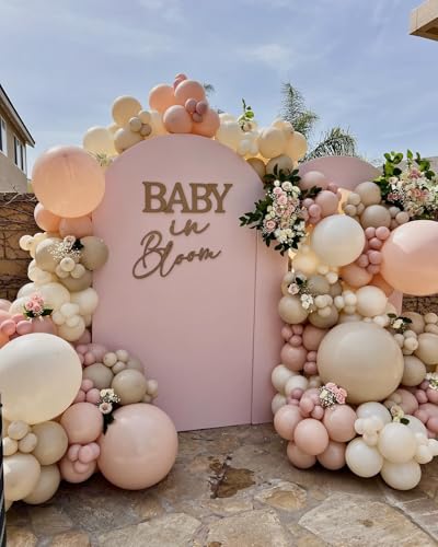 Image of Pink Baby in Bloom Balloon Arch Kit 144pcs Dusty Pink Baby Girl Baby Shower Mom to be Boho Floral Wildflower Party Decoration
