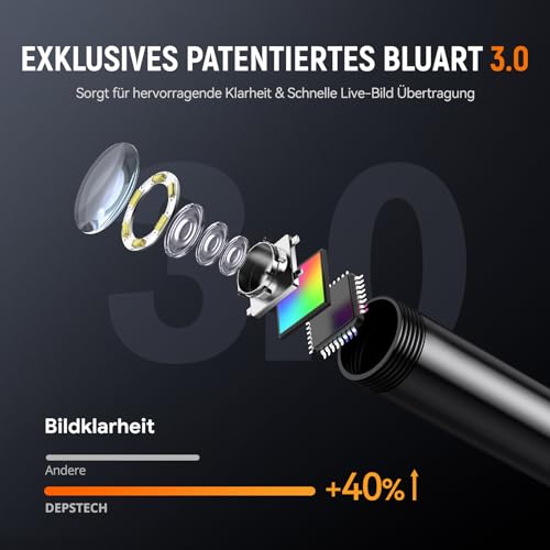 Endoskopkamera mit Licht, DEPSTECH 1080P HD Industrie Endoskop mit 4,3 Zoll IPS Bildschirm, 7mm...