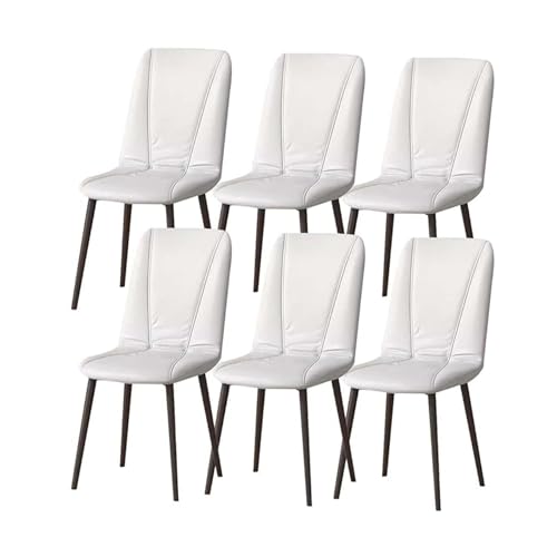 Juego de 6 sillas de cocina de piel sintética con patas de metal, diseño moderno de lujo para comodidad de sala de estar