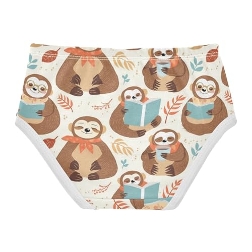 Wusikd Cartoon Sloth Girls' Underwear Cotton Coffee Girls Briefs Soft Toddler Underwear 2T2