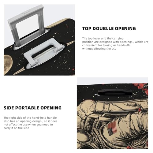 Astronaut And Flowers Elastic Travel Luggage Covers Dustproof Scratch-Resistant Suitcase Protector Fit 22-24 Inch3