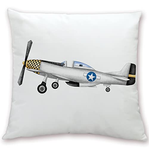 Watercolor Plane Pillow Cover 18X18 Inch Transportation Fighter Aircraft Throw Pillow Case Airplane Pillowcase Cushion Cover For Couches And Sofas Nursery Playroom Decor #TOP22