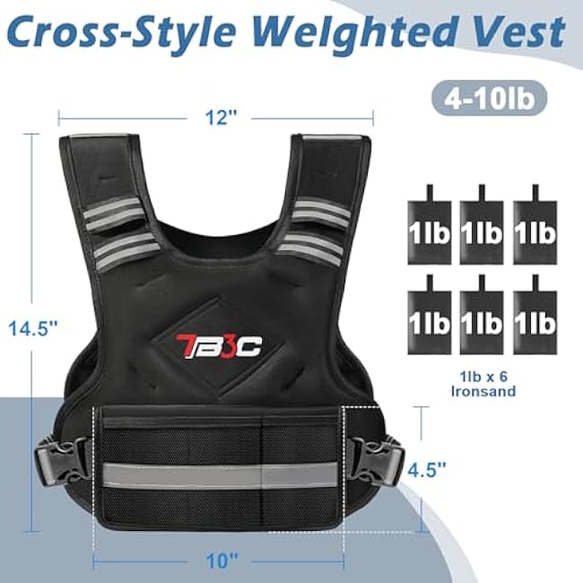 Adjustable Weighted Vest for Men and Women,04-10lb/11-20lb/20-32lb Vest with 6 Ironsand Weights for Strength Training,Body Weight Vest Exercise Set for Running, Walking and Home Workouts