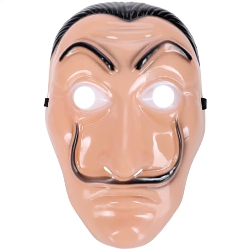 com-four Máscara Dalí de plástico – disfarce com bigode e sobrancelhas para carnaval, Halloween & festa temática – acessório de roupa para adultos (máscara de dalí)