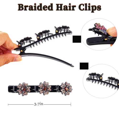 Pinzas trenzadas con cristales para el cabello 4 unidades miniatura 3