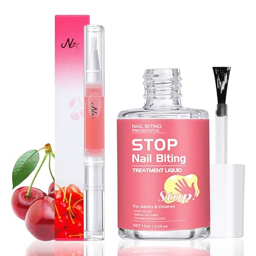 Esmalte de uñas Stop para morderse las uñas + lápiz de cuidado de uñas, 15 ml, esmalte para chupar el pulgar, natural, antimordeduras de uñas, para adultos y niños, aceite de cutículas