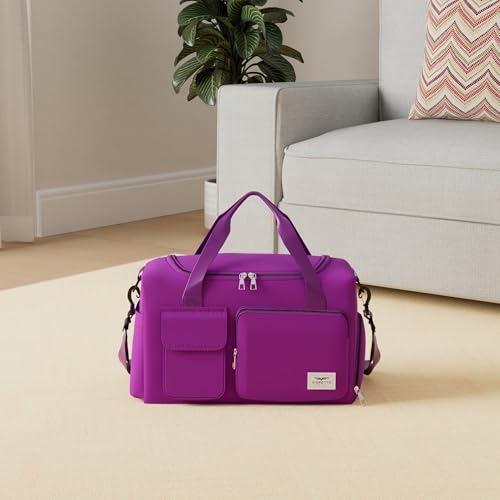 Image of FIORETTO Women's Gym Duffle Bag with Shoes Compartment, 30L Capacity, Ideal for Travel, Gym, Sports, Duffel, Weekender