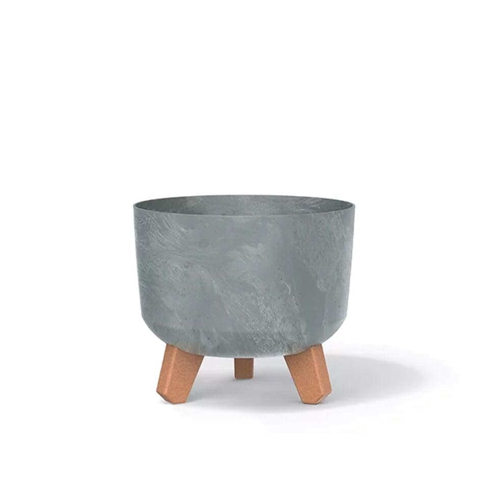 URBNLIVING Round Concrete Look Planter Flower Pot Indoor Outdoor Garden Decor With Legs