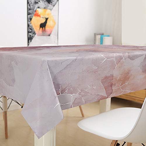 Nappe rectangulaire marbre rose clair 90x90cm imperméable pour table de repas - 3