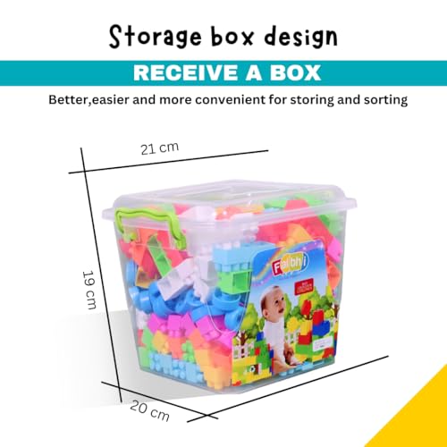 Image of Building Block Assembly Toy Set with Storage Container, 200 Pcs, 3+ Yrs