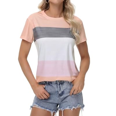 Womens Tops Dressy Casual Short Sleeve Color Bl...