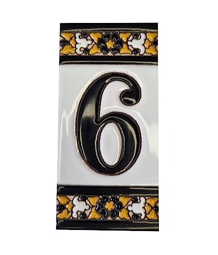 11 cm x 5,5 cm español Floral cerámica cerámica Azulejos con la opción de marcos de filigrana de metal (número 6 azulejo)