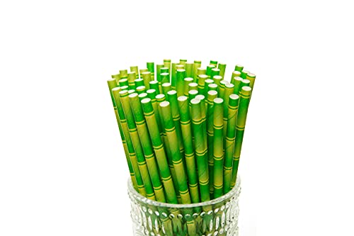 Yeham 100 Pc 2 Colors Biodegradable Bamboo Print Paper Drinking Straws For Juices Shakes Birthday Wedding Party Supplies #TOP1