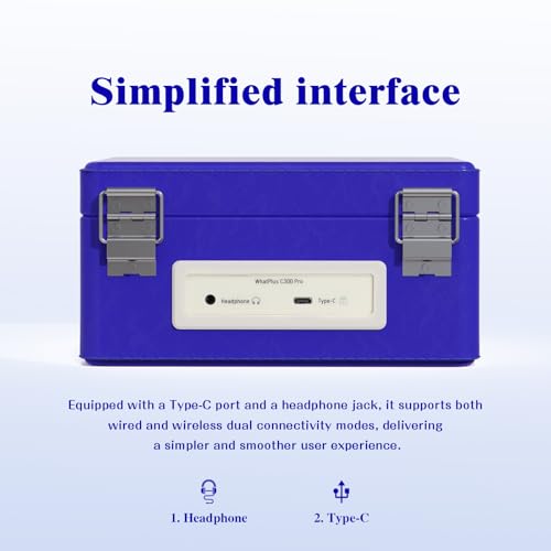 Image of CD Player with Bluetooth Speaker, High-Fidelity Sound, App-Controlled, Magnetic Display for Photos & Pins, Retro Desktop Music Player, Gift for Music Lovers (Dark Blue)