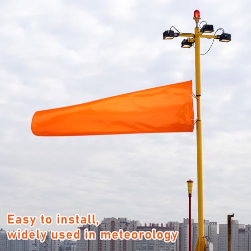 Image of Shimeyao 1 Pcs 18 x 60 Inches Heavy-Duty 420d Nylon Windsock UV & Weather Resistant Wind Sock for Outside with Dual Swivel Clips for Airport Runway, Helipad, and Industrial Sites