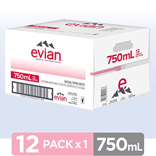 Natural Spring Water Mini-Bottles (Pack of 24) and evian Natural Spring Water Bottles with Sports Cap (Pack of 12)