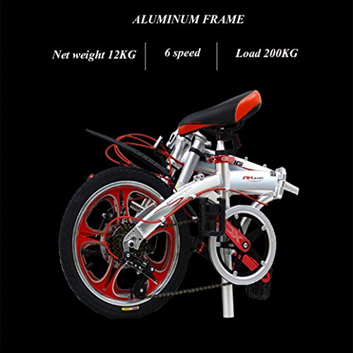 RPOLY Folding Bike, 6 Speed Folding Bikes Unisex Folding City Bike with Folding Aluminum Frame,Silver_16 inch - Image 6