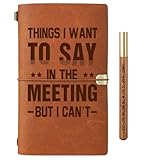 Funny Office Gifts for Boss Coworkers Staff Men Woman, Leather Work Notebook with Pen, Funny Bosses Day Birthday Gifts for Boss Lady Leader Manager Executive Male Female, Journal Notebooks