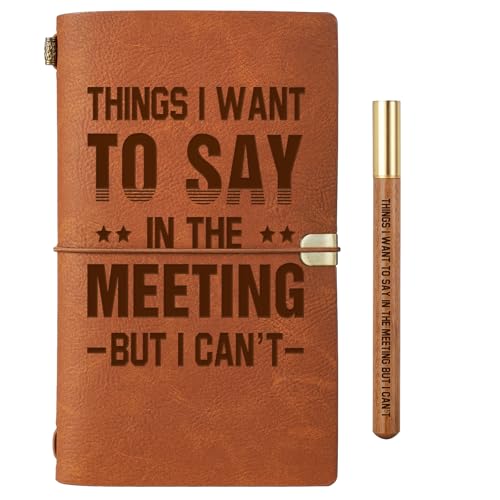 Funny Office Gifts for Boss Coworkers Staff Men Woman, Leather Work Notebook with Pen, Funny Bosses Day Birthday Gifts for Boss Lady Leader Manager Executive Male Female, Journal Notebooks