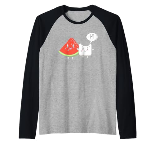 Anguria Frutta Zucchero Ciao Divertente Detto Citazione Frutta Tropicale Maglia con Maniche Raglan