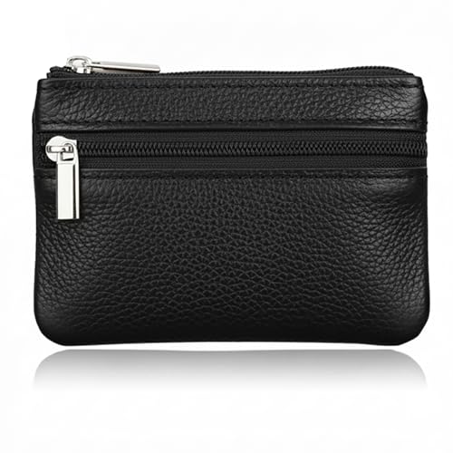 Hibate Schwarz Leder Schlüsseletui Schlüsseltasche Klein für Herren Damen
