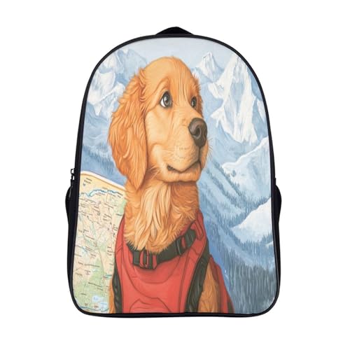 Golden retriever Cane da pattuglia sciistica Zaini Per Bambini,Scuola Zaino 3D Stampato Bambino Zainetto Asilo Collina da sci Borsa Da Per Ragazz Ragazze 16 inch