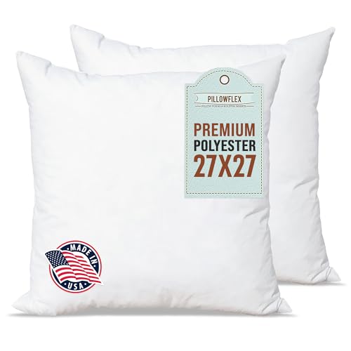 Pillowflex Premium Polyester Pillow Insert - 27x27 Soft Decorative Pillow
