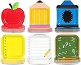 ojustbeok Back to School Tableware Set First Day of School Dinnerware Party Red Apple Disposable Plates for Teacher Appreciation Decoration Themed Birthday Activities Supplies Serves 48