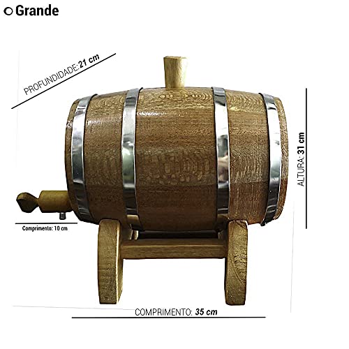 Barril De Carvalho 10 Litros Artesanal Aros Aço Inox