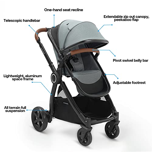 Mompush Ultimate2 Baby Stroller With Removable Bassinet - Full-Size Baby Strollers For Comfortable Outings With Baby - Toddler Stroller With Reversible Stroller Seat - Smooth Glide Bassinet Stroller #TOP1