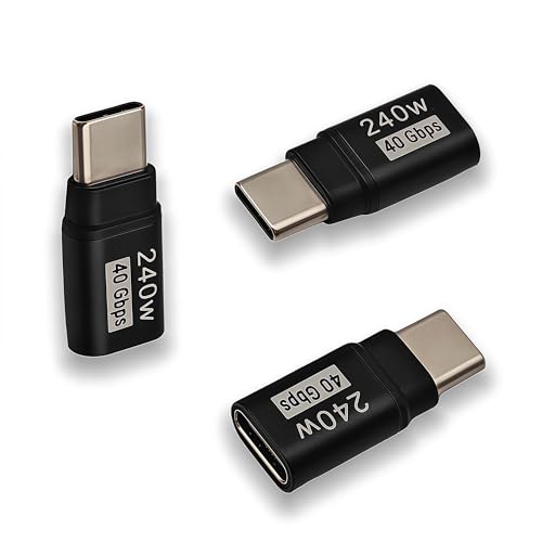 basecolors USB C Extender Adapter Straight (3 Pack) 40Gbps 240W Cable Extension Type-C Low Profile Male to Female Thunderbolt QC & Data Transfer for USB-C Devices