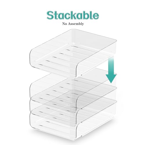 4-stöckige Ablagekorb für A4, Dokumentenablage aus PET Kunststoff, Briefkorb, Briefablage Organizer (Transparente)